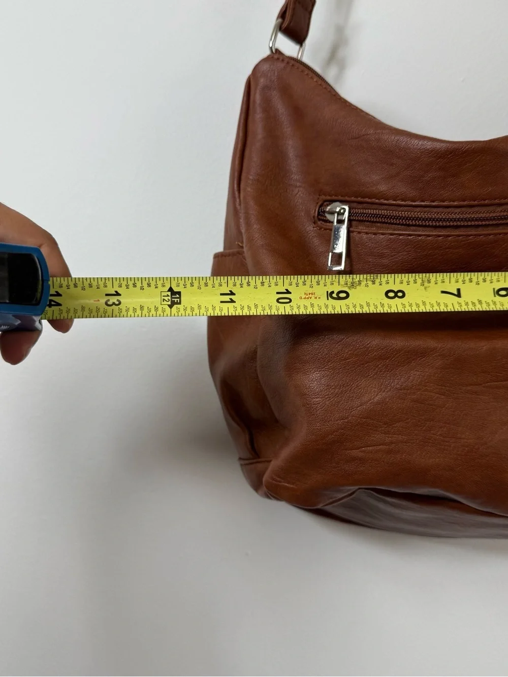 Sam & Hadley Brown Vegan Leather Multi-Pocket Slouchy Crossbody Shoulder Bag